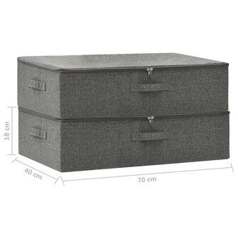 Opbergboxen 2 st 70x40x18 cm stof antracietkleurig 11