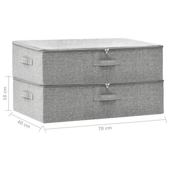 Opbergboxen 2 st 70x40x18 cm stof grijs 10