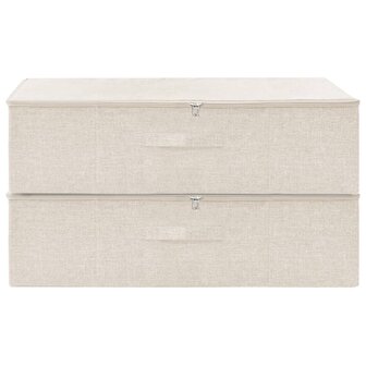 Opbergboxen 2 st 70x40x18 cm stof cr&egrave;mekleurig 3