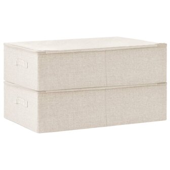 Opbergboxen 2 st 70x40x18 cm stof cr&egrave;mekleurig 4