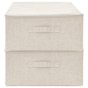 Opbergboxen 2 st 70x40x18 cm stof cr&egrave;mekleurig 5