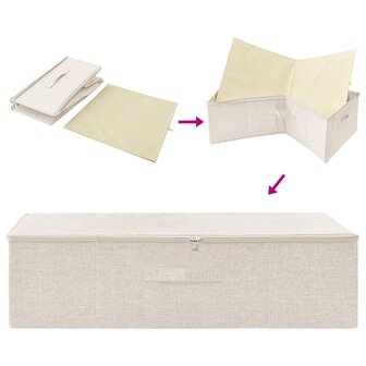 Opbergboxen 2 st 70x40x18 cm stof cr&egrave;mekleurig 6