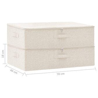 Opbergboxen 2 st 70x40x18 cm stof cr&egrave;mekleurig 11