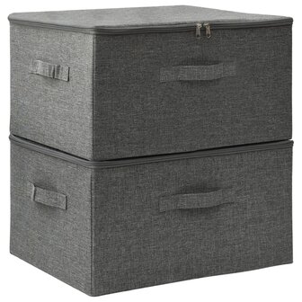 Opbergboxen 2 st 43x34x23 cm stof antracietkleurig 2