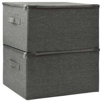 Opbergboxen 2 st 43x34x23 cm stof antracietkleurig 4