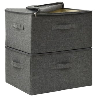 Opbergboxen 2 st 43x34x23 cm stof antracietkleurig 6