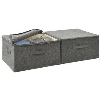 Opbergboxen 2 st 43x34x23 cm stof antracietkleurig 8
