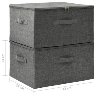 Opbergboxen 2 st 43x34x23 cm stof antracietkleurig 11