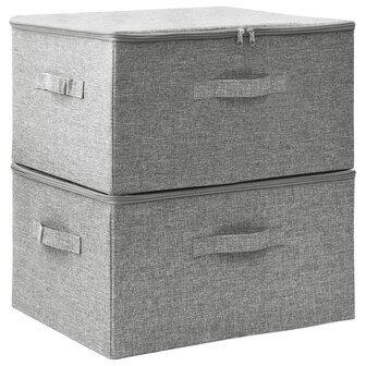 Opbergboxen 2 st 43x34x23 cm stof grijs 2