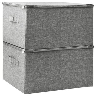 Opbergboxen 2 st 43x34x23 cm stof grijs 4