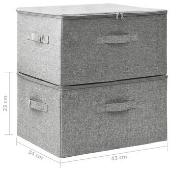 Opbergboxen 2 st 43x34x23 cm stof grijs 11