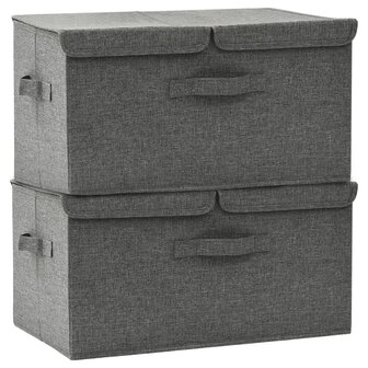 Opbergboxen 2 st 50x30x25 cm stof antracietkleurig 2
