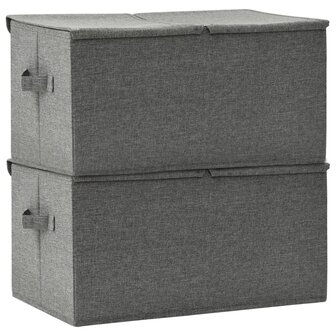 Opbergboxen 2 st 50x30x25 cm stof antracietkleurig 4