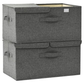 Opbergboxen 2 st 50x30x25 cm stof antracietkleurig 6