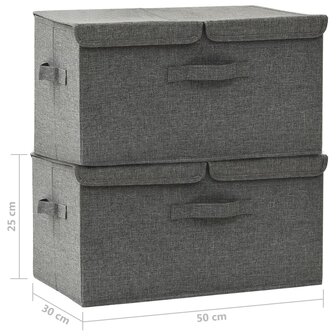 Opbergboxen 2 st 50x30x25 cm stof antracietkleurig 11