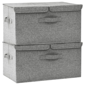 Opbergboxen 2 st 50x30x25 cm stof grijs 2