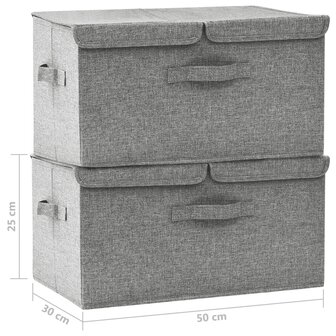 Opbergboxen 2 st 50x30x25 cm stof grijs 11