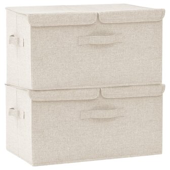 Opbergboxen 2 st 50x30x25 cm stof cr&egrave;mekleurig 2