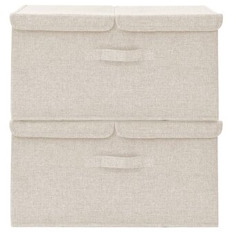 Opbergboxen 2 st 50x30x25 cm stof cr&egrave;mekleurig 3