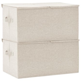 Opbergboxen 2 st 50x30x25 cm stof cr&egrave;mekleurig 4
