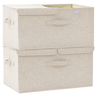 Opbergboxen 2 st 50x30x25 cm stof cr&egrave;mekleurig 6