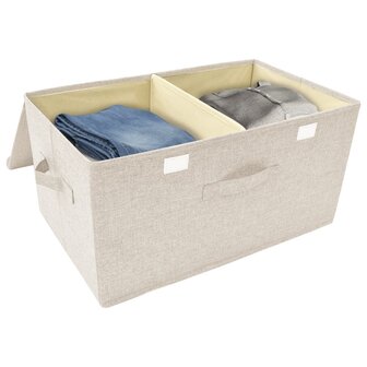 Opbergboxen 2 st 50x30x25 cm stof cr&egrave;mekleurig 8