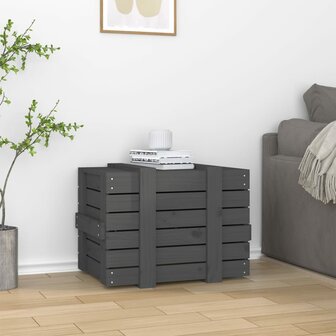 Opbergbox 58x40,5x42 cm massief grenenhout grijs 3