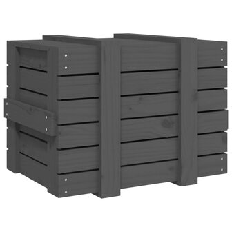 Opbergbox 58x40,5x42 cm massief grenenhout grijs 6