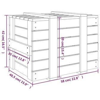 Opbergbox 58x40,5x42 cm massief grenenhout zwart 11