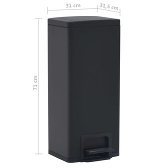 Pedaalemmer met anti-vingerafdruk 30 L RVS zwart 11