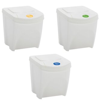 Vuilnisbakken 3 st stapelbaar 75 L polypropeen wit 3