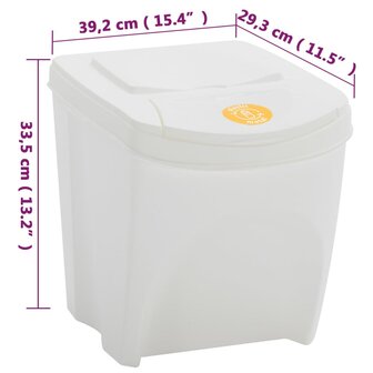 Vuilnisbakken 3 st stapelbaar 75 L polypropeen wit 9
