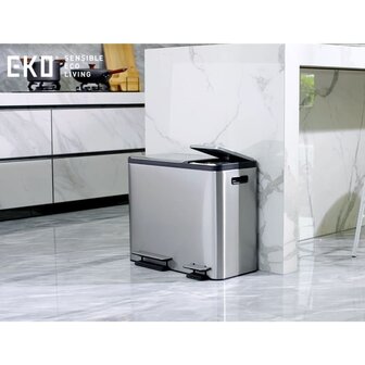 EKO Pedaalemmer EcoCasa 30+15 L matzilverkleurig 1