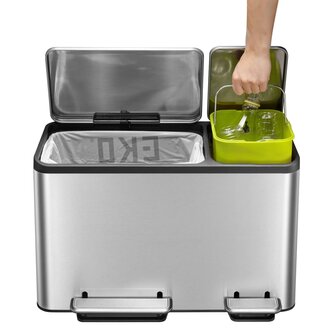 EKO Pedaalemmer EcoCasa 30+15 L matzilverkleurig 9
