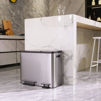 EKO Pedaalemmer EcoCasa 30+15 L matzilverkleurig 10