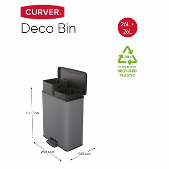 Curver Pedaalemmer Deco duo 26+26 L koelgrijs 12