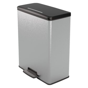 Curver Pedaalemmer Deco rechthoekig 65 L zilverkleurig 2