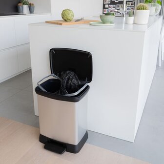 Curver Pedaalemmer Deco rechthoekig 30 L zilverkleurig 11