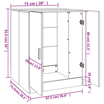Wasmachinekast 71x71,5x91,5 cm zwart 8