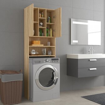 Wasmachinekast 64x25,5x190 cm sonoma eikenkleurig 7