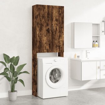 Wasmachinekast 64x25,5x190 cm gerookt eikenkleurig 1