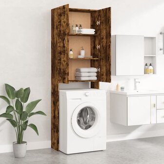 Wasmachinekast 64x25,5x190 cm gerookt eikenkleurig 3