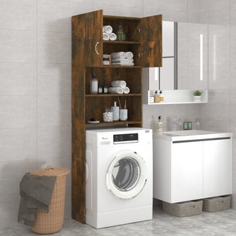Wasmachinekast 64x25,5x190 cm gerookt eikenkleurig 7