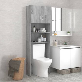 Wasmachinekast 64x25,5x190 cm grijs sonoma eikenkleurig 1