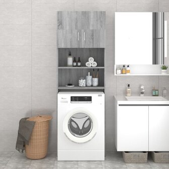 Wasmachinekast 64x25,5x190 cm grijs sonoma eikenkleurig 6