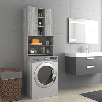 Wasmachinekast 64x25,5x190 cm grijs sonoma eikenkleurig 1