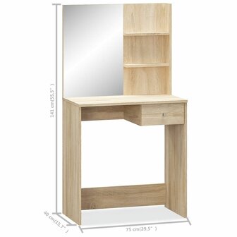 Kaptafel 75x40x141 cm bewerkt hout eikenkleurig 5