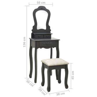 Kaptafelset met kruk 50x59x136 cm paulowniahout grijs 11