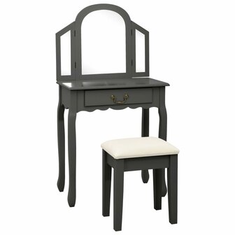 Kaptafel met kruk 65x36x128 cm paulowniahout MDF grijs 1