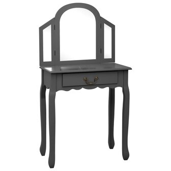 Kaptafel met kruk 65x36x128 cm paulowniahout MDF grijs 2